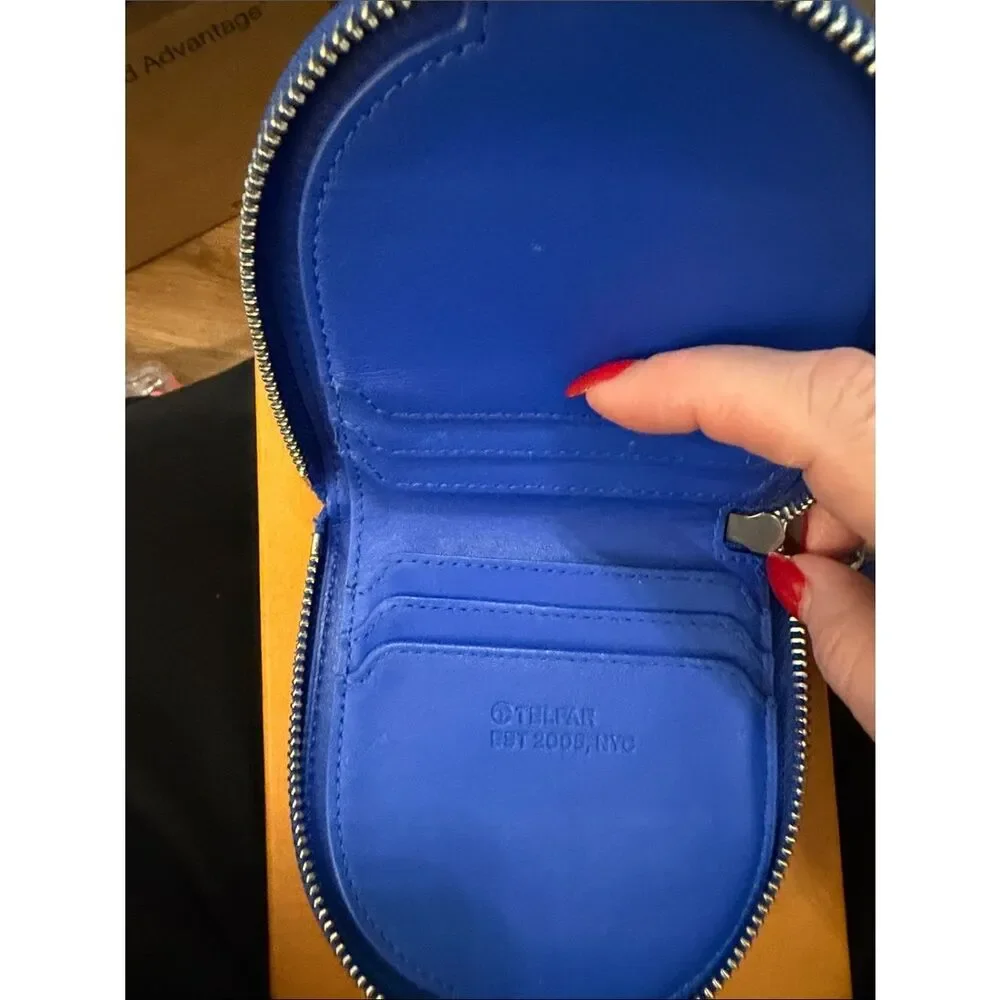 Telfar Zip Wallet with Embossed Logo in Blue
